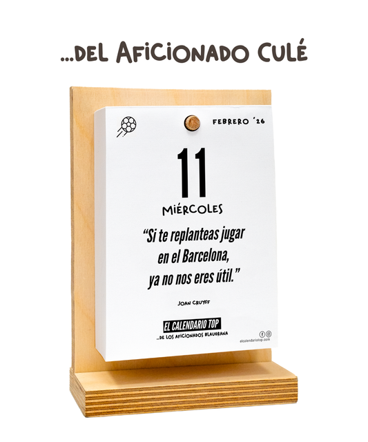 El Calendario Top del Aficionado Culé 2026 – Ideal para los verdaderos culés – Soporte de madera + inserto A6: 10 × 14 cm