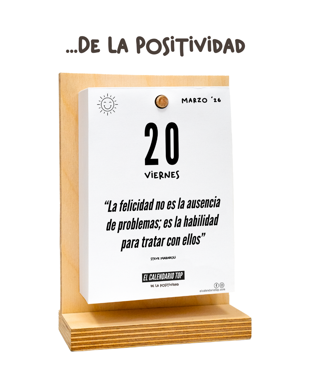 El Calendario Top de la Positividad – Good Vibes – 2026 Regala positividad, transmite serenidad Soporte de madera + Inserto A6: 10x14 cm